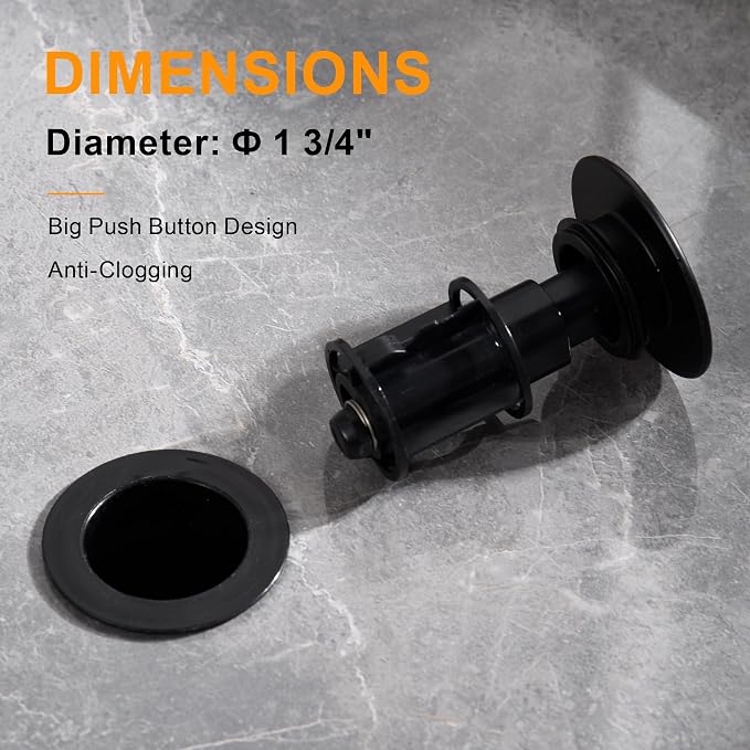 TIORIY Vessel Sink Drain Without Overflow, Plastic Bathroom Pop up Sink Drain - Image 8