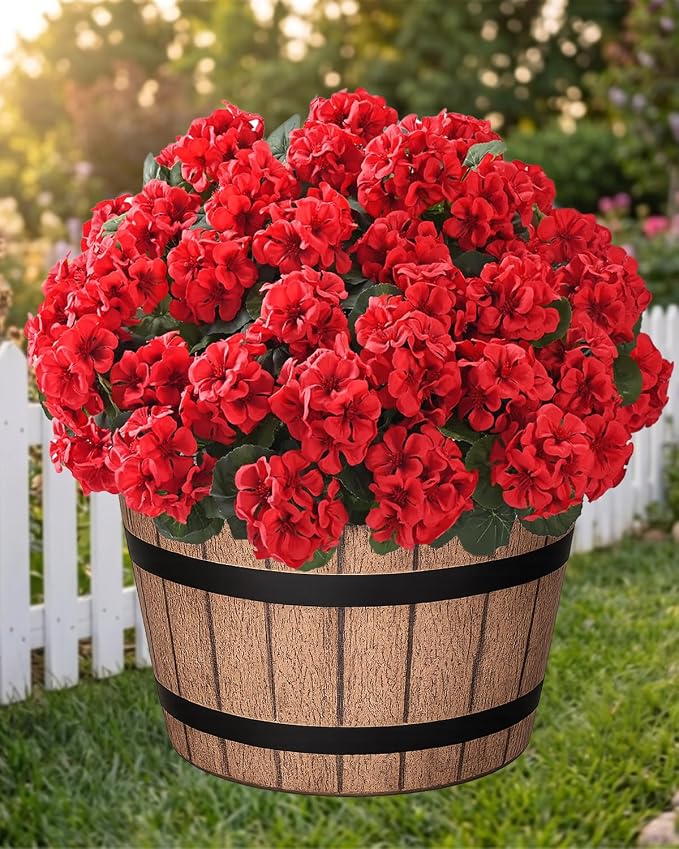 Artificial Flowers for Outdoors – 6 Bundles of UV-Resistant Artificial Geraniums by Unknown
