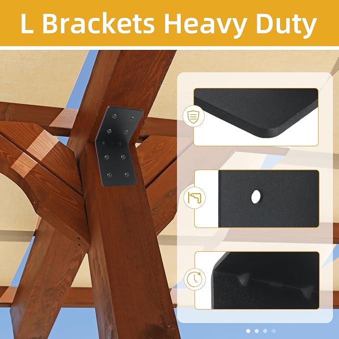 12-Pack 4"x4"x3-1/8 Heavy Duty Steel Corner Bracket, L Right Angle Bracket | - Image 5