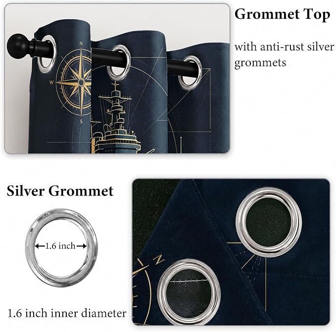 Navy Blue Warship Blackout Curtains - Image 4
