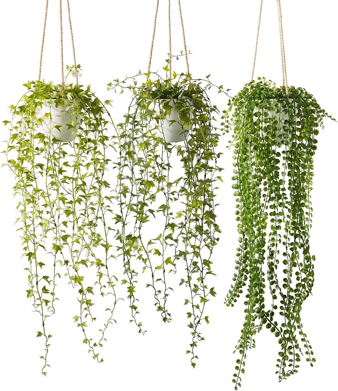 3 Packs 37" Fake Hanging Plants by Decorateyouridealhomewithease