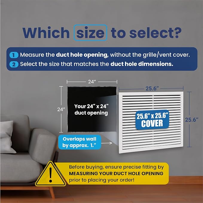 24x24 Aluminum Wall Ceiling Air Return Vent Cover HVAC Rustproof Grille - Image 2
