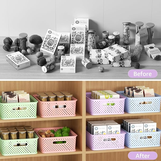 MaxGear 3 Pack Plastic Storage Baskets, Suitable - Image 3