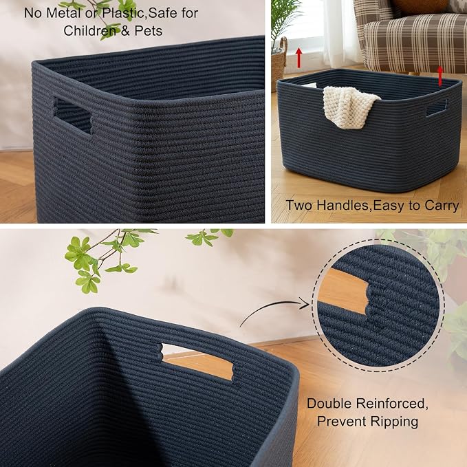 OIAHOMY 75L Large Blanket Basket, Woven Storage Basket - Image 8