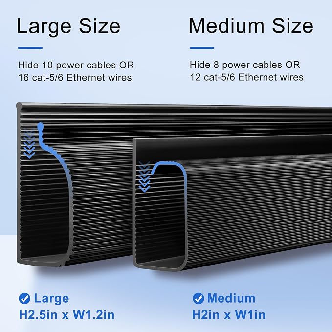 Cable Management Under Desk 94.5in J Channel, ZhiYo Cord Organizer - Image 6