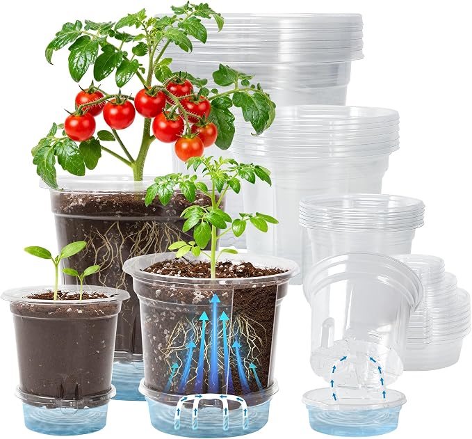 Bluepro Self Watering Pots for Indoor Plants, 4/5/6.5 Inch, 6 Each of Three by Bluepro