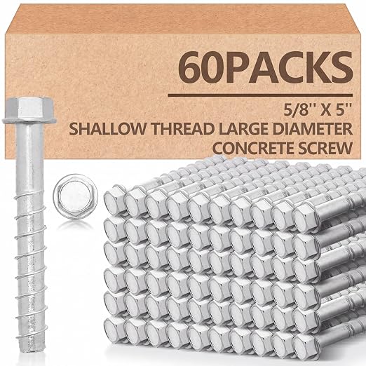 Tandefio 60 Pack 5/8 x 5 Concrete Anchors and Screw Kits Galvanized | Large by Tandefio