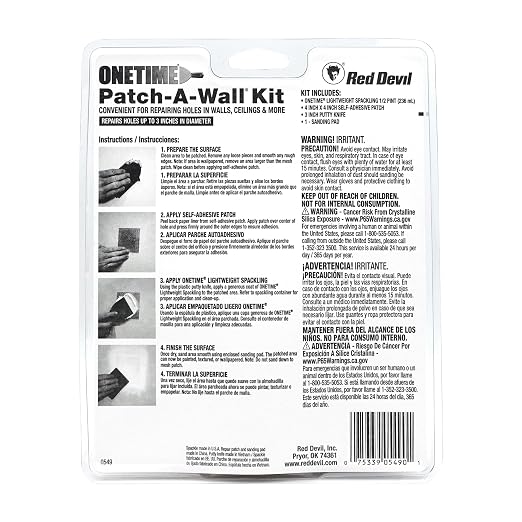 Red Devil 0549 ONETIME Lightweight Spackling Patch-A-Wall Kit, 1/2 Pint - Image 3