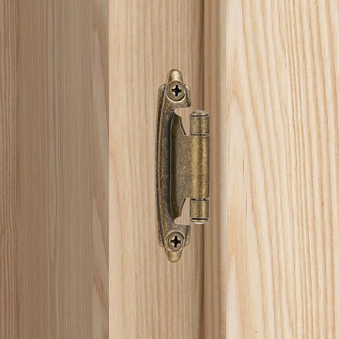 Antique Brass Cabinet Hinges, 3/8” Inset, 10 Pack | - Image 3