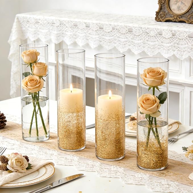 Brajttt16 Pack Glass Cylinder Vase, Hurricane Vase Ideal - Image 4