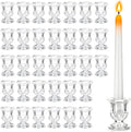 48 Pcs Clear Glass Taper Candle Holders Bulk, 2.5 Inch Small Candlestick Stands by Unknown