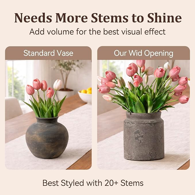 Ceramic Flower Vase 6.5 inch Farmhouse Rustic Vase - Image 5