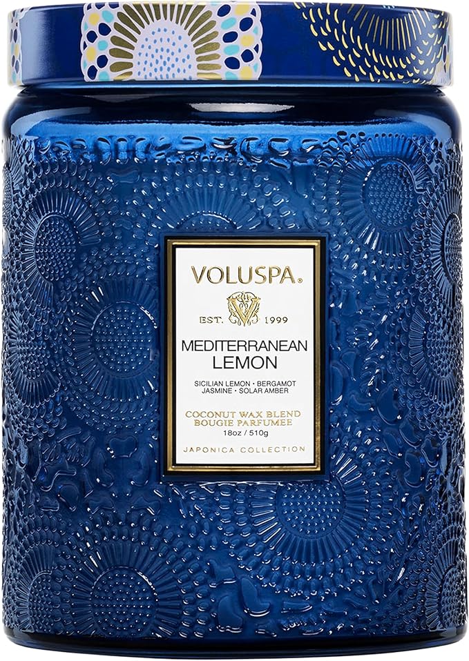 Voluspa Mediterranean Lemon Large Scented Candle Jar 18 Oz, 100 Hr Burn | by Unknown
