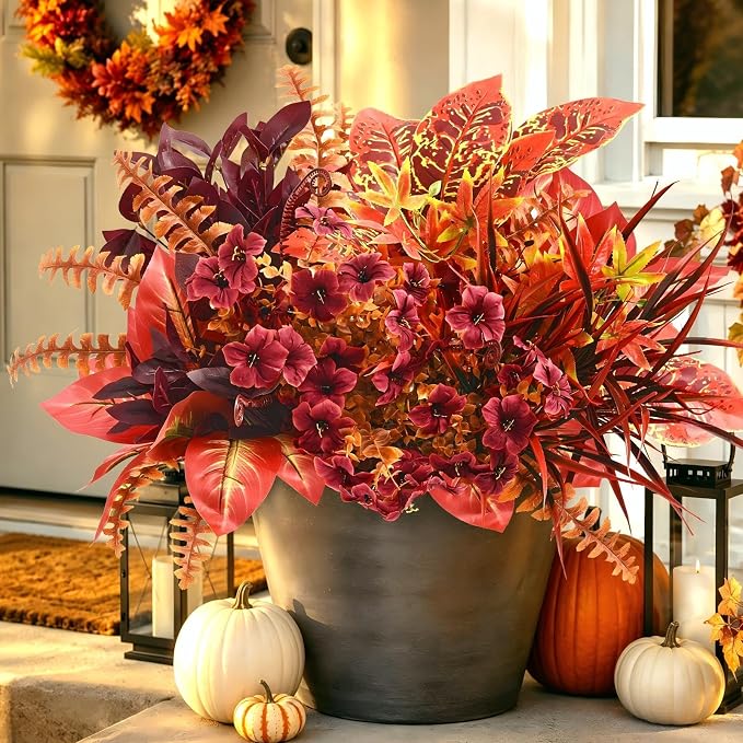 Artificial Fall Flowers for Outdoors, Fake Flowers Fall Greenery for Outside - Image 3