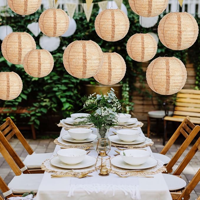 24 Pcs Print Burlap Paper Lanterns Classroom Decor, 8/10/12 Inch | Boho Hanging - Image 6