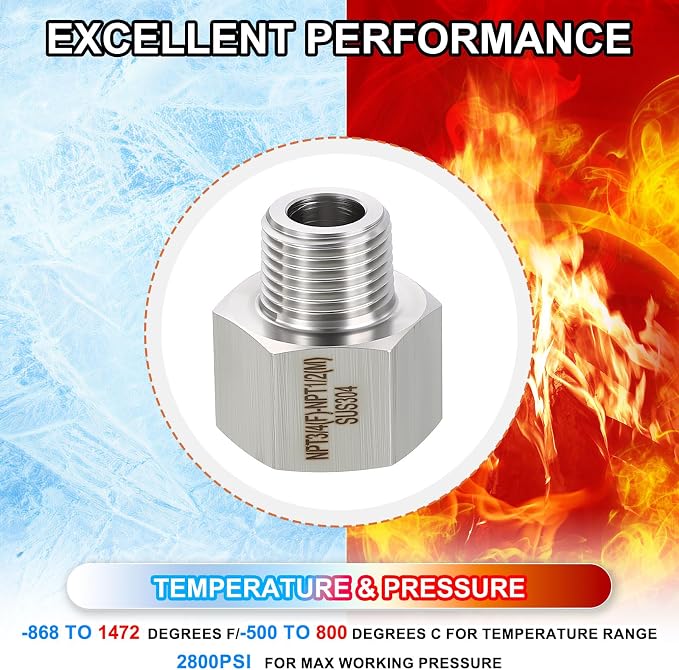 2 Pack 304 Stainless Steel FeMale to Male Adapter, 3/4" FeMale NPT x 1/2" Male - Image 7