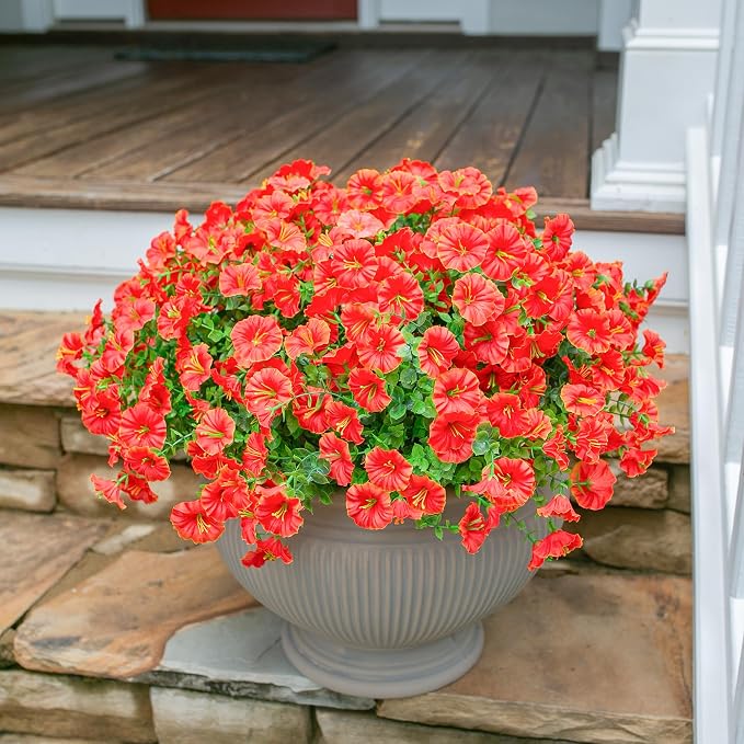 Artificial Flowers for Outdoors Fake Plants Spring Summer Decor, 12 Bundles - Image 8