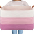OIAHOMY Extra Large Blanket Basket, 95L Cotton Rope Woven Laundry Basket by MasterofSpaceOptimization