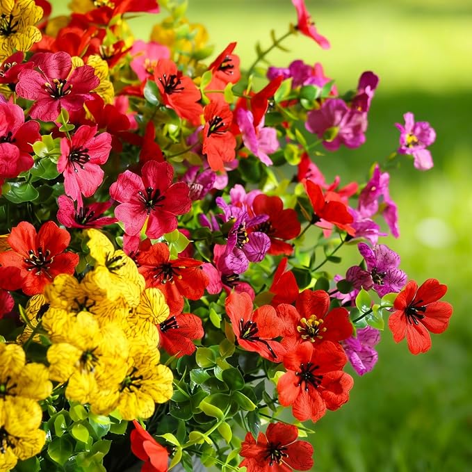 20 Pcs Artificial Flowers for Outdoors Fake Flowers UV Resistant, Artificial - Image 2