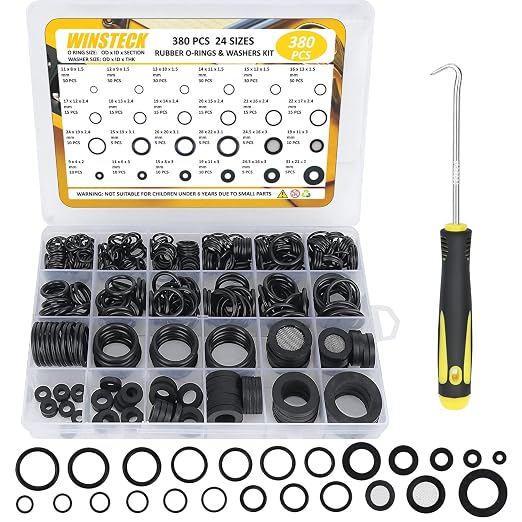 380PCS 24 Sizes Rubber & Silicone Hose Washers & O Ring Assortment Kit | Shower by WINSTECK
