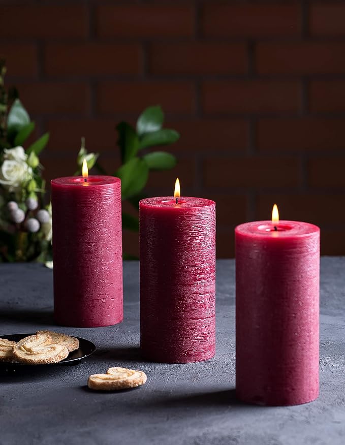Set of 3 Pillar Candles 3" x 6" Unscented Handpoured Weddings, Home Decoration - Image 4