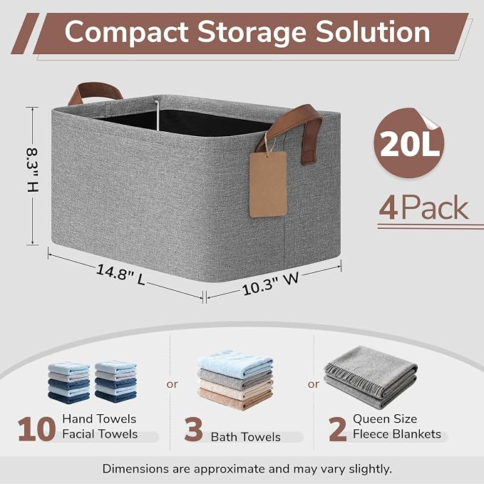 CHICVITA 4 Pack Fabric Storage Bins - Image 3