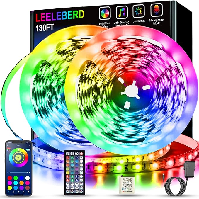 130 ft Led Lights for Bedroom by Leeleberd