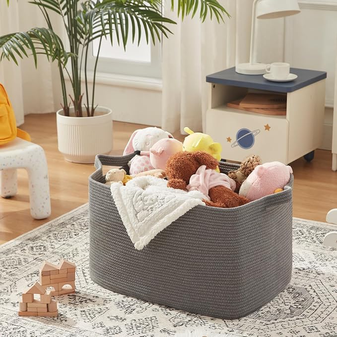 OIASKET 118L Extra Large Blanket Basket, 24.8" x 17.7" x 17.2" Woven Storage - Image 4