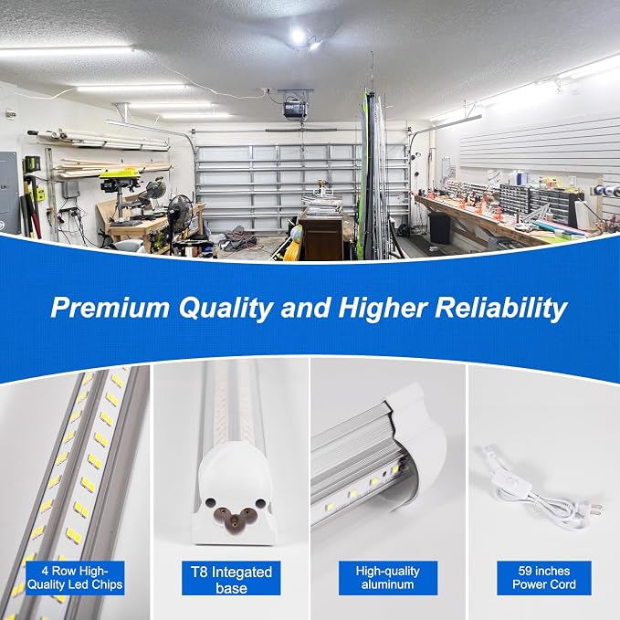 XLNYUUI Led Shop Lights, 4FT LED Light 50W 6500K 7000LM Daylight, Led Garage - Image 6
