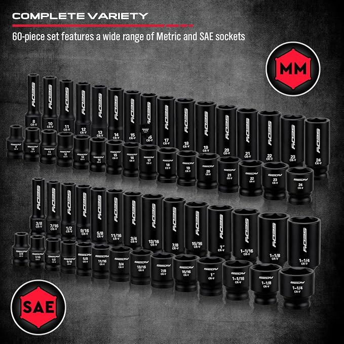 Master 1/2" Drive Impact Socket Set, 67-Piece Standard & Deep Master Impact - Image 3