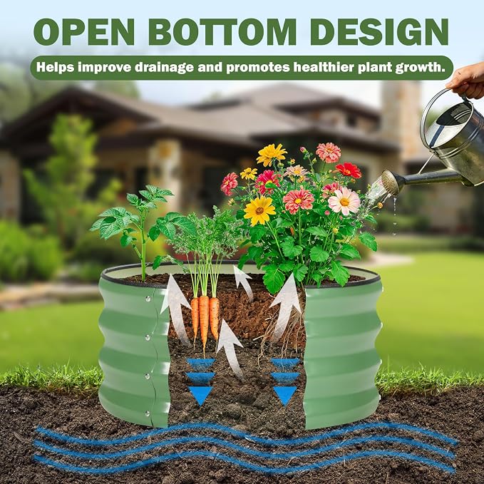 3 PCS Round Raised Garden Bed 2x2x1 ft, Metal Outdoor Planter Box Kit - Image 5