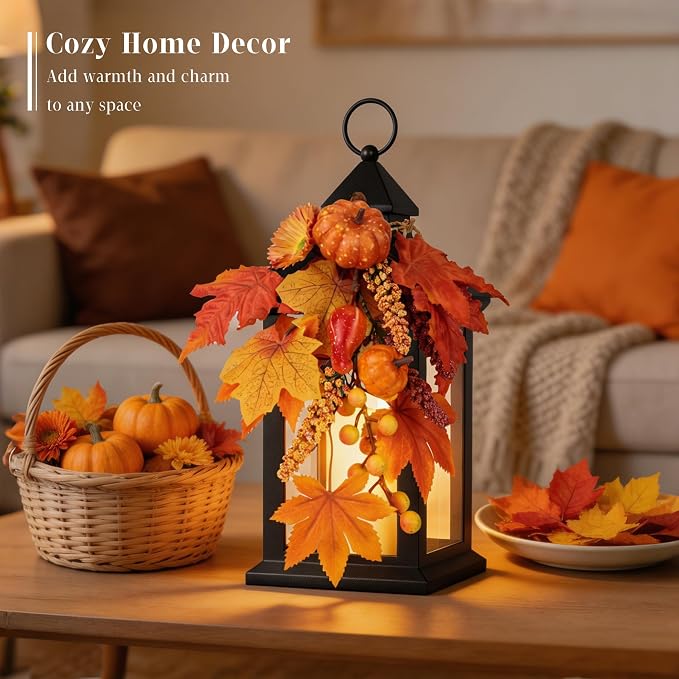 Fall Lanterns Decorative Indoor & Outdoor, Thanksgiving Decorations - Image 6