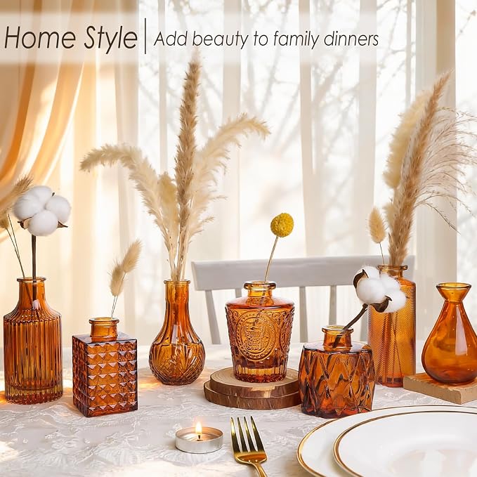 UPBUD Amber Glass Bud Vases Set of 36, Vintage Vase - Image 5