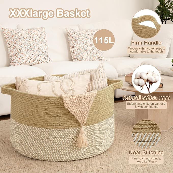 OIAHOMY 115L Extra Large Blanket Basket - Image 4