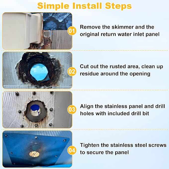 8x8-Inch Stainless Steel Pool Water Return Repair Kit - Image 6