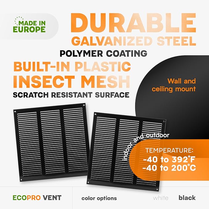 12 x 12 Inch Black Galvanized Steel Return Air Register Vent Cover, AC Vent - Image 3