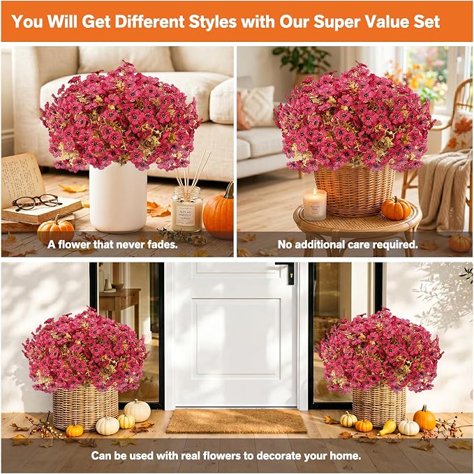 Artificial Flowers for Outdoor, Silk Flowers No Fade Fake Plastic Flowers Faux - Image 5