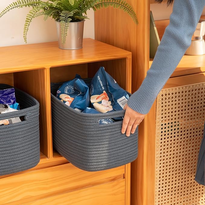 OIAHOMY 4 Pack Storage Baskets for Organizing 15L Cube Storage Bins Blue | - Image 4