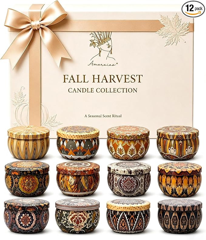 Fall Scented Candles Gift Set, 12 Pack Soy Candles by LAJDLChristmasGiftsCandles