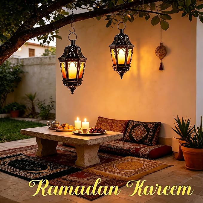 Ramadan Lantern Decorative Indoor & Outdoor, Metal Christmas Moroccan Candle - Image 6