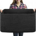 OIASKET 70L Large Blanket Basket, 21.6" x 16.9" x 11.8" Woven Storage Basket by OIASKET