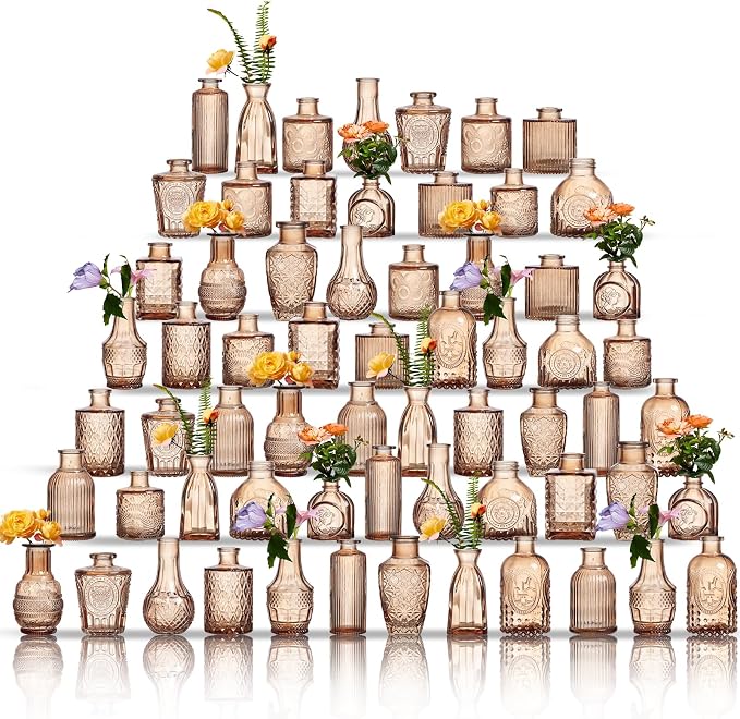 Glass Bud Vases Set of 64 by Unknown