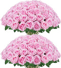 InnoGear Pink Roses Artificial Flowers 50 Pcs Fake Velvet Silk Rose Floral | by InnoGear