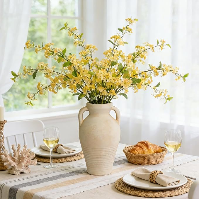 11 Inch Ceramic Vase with Handles, Tall Vase - Image 6