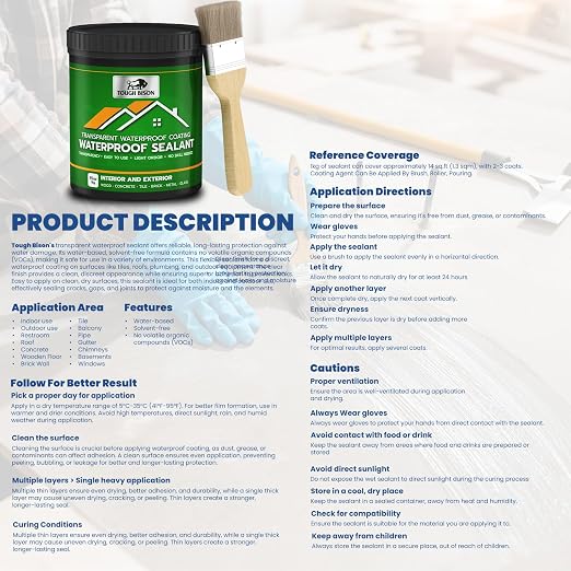 Clear Waterproof Sealant – Water-Based Transparent Waterproof Coating Acrylic - Image 9