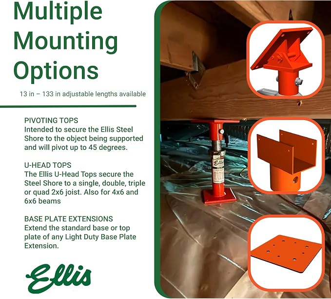 Ellis Manufacturing Light-Duty Steel, Construction Jack Post, Floor Leveling - Image 4
