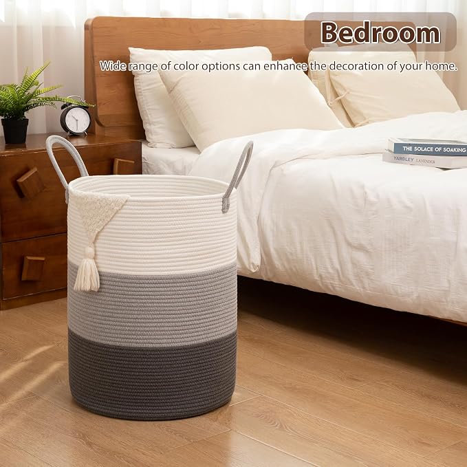 OIAHOMY 60L Nursery Hamper Laundry Basket Laundry Hamper Gradient Grey | - Image 5