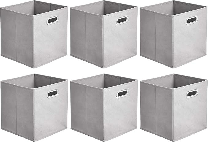 Amazon Basics Collapsible Cube Storage Bins, Space-Saving, Organizing Fabric by AmazonBasics