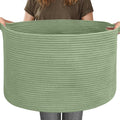 115L Oversized Green Basket, 23.6"x15.7" Woven Cotton Rope Bin by MEGASKET