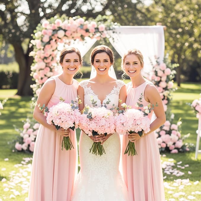 Auihiay 64Pcs Pink Hydrangea Artificial Flowers Bulk, Silk Hydrangeas | - Image 6
